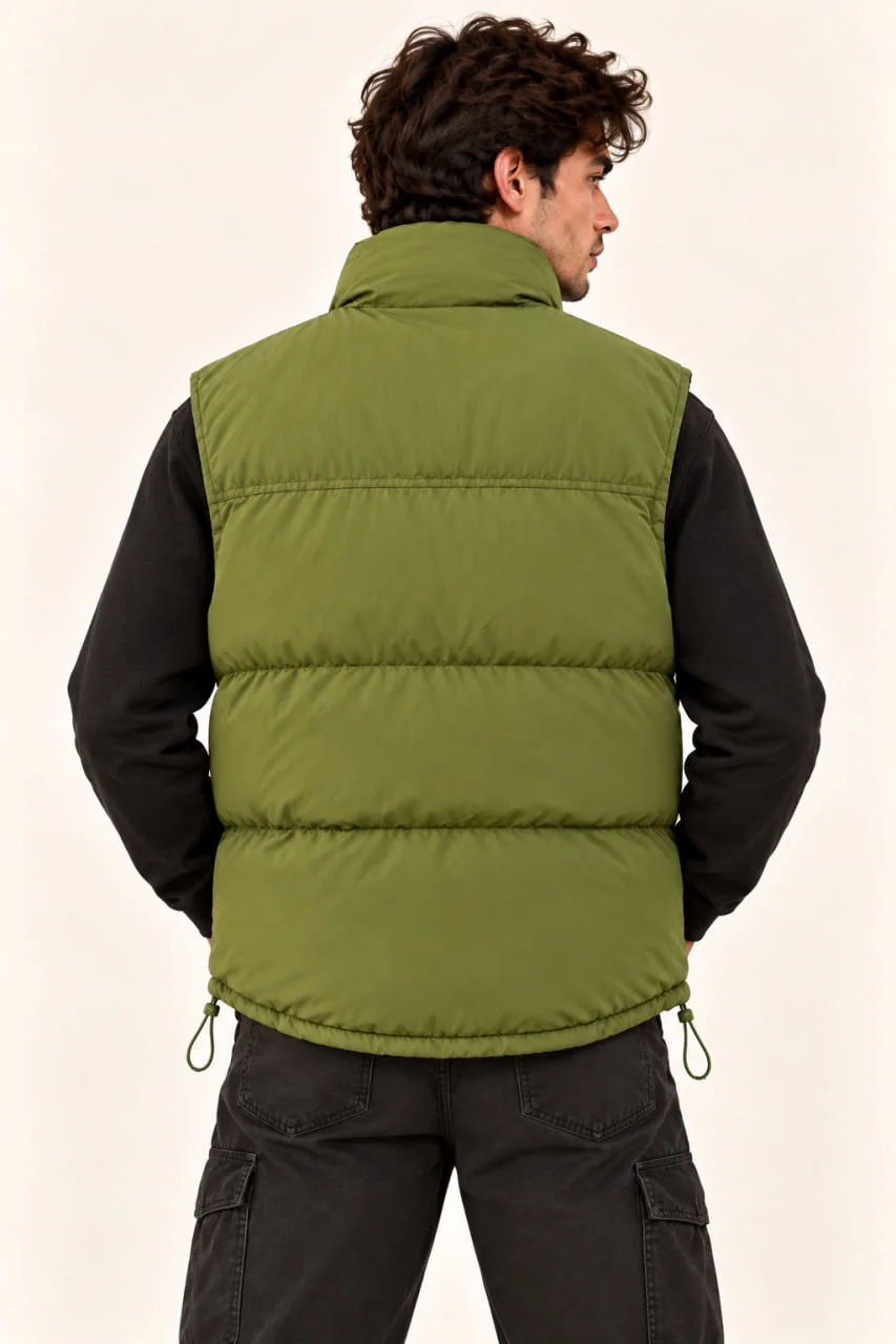 olive green men’s padded vest