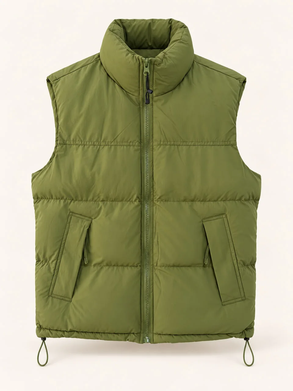 olive green men’s padded vest - 3