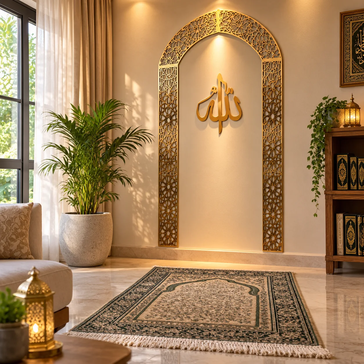 زخرفة إسلامية جدارية بقوس أندلسي – ديكور ركن الصلاة
