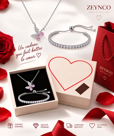 Pack 5 – Papillon Rose & Bracelet Rivière