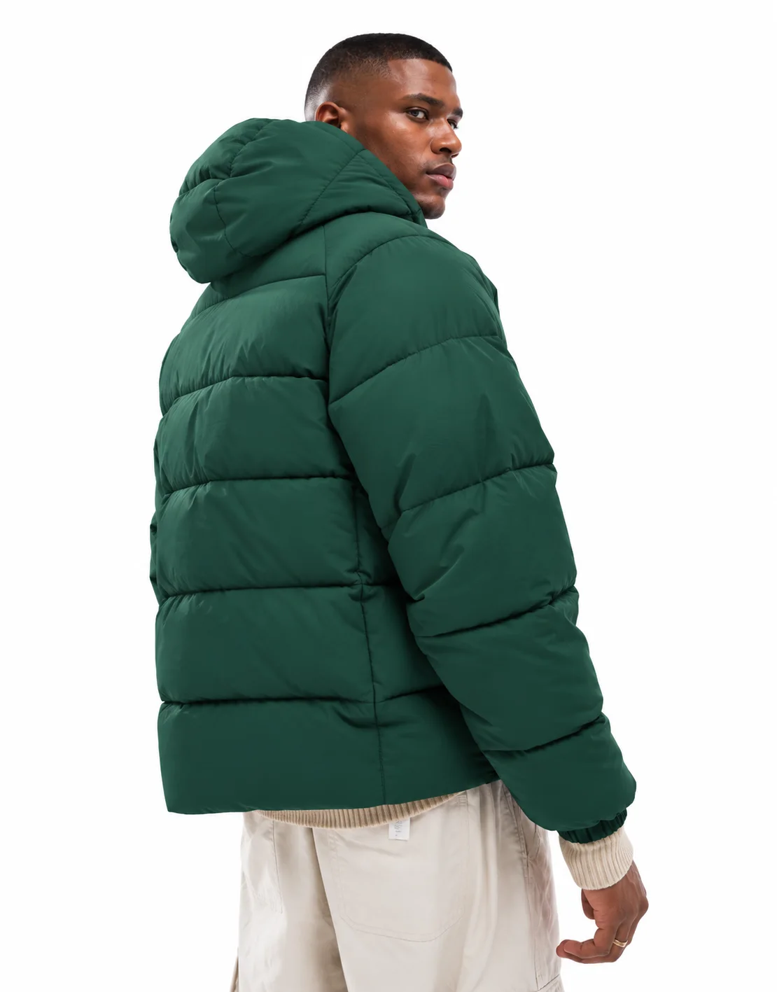 Doudoune Homme Oversize à Capuche – Vert Forêt