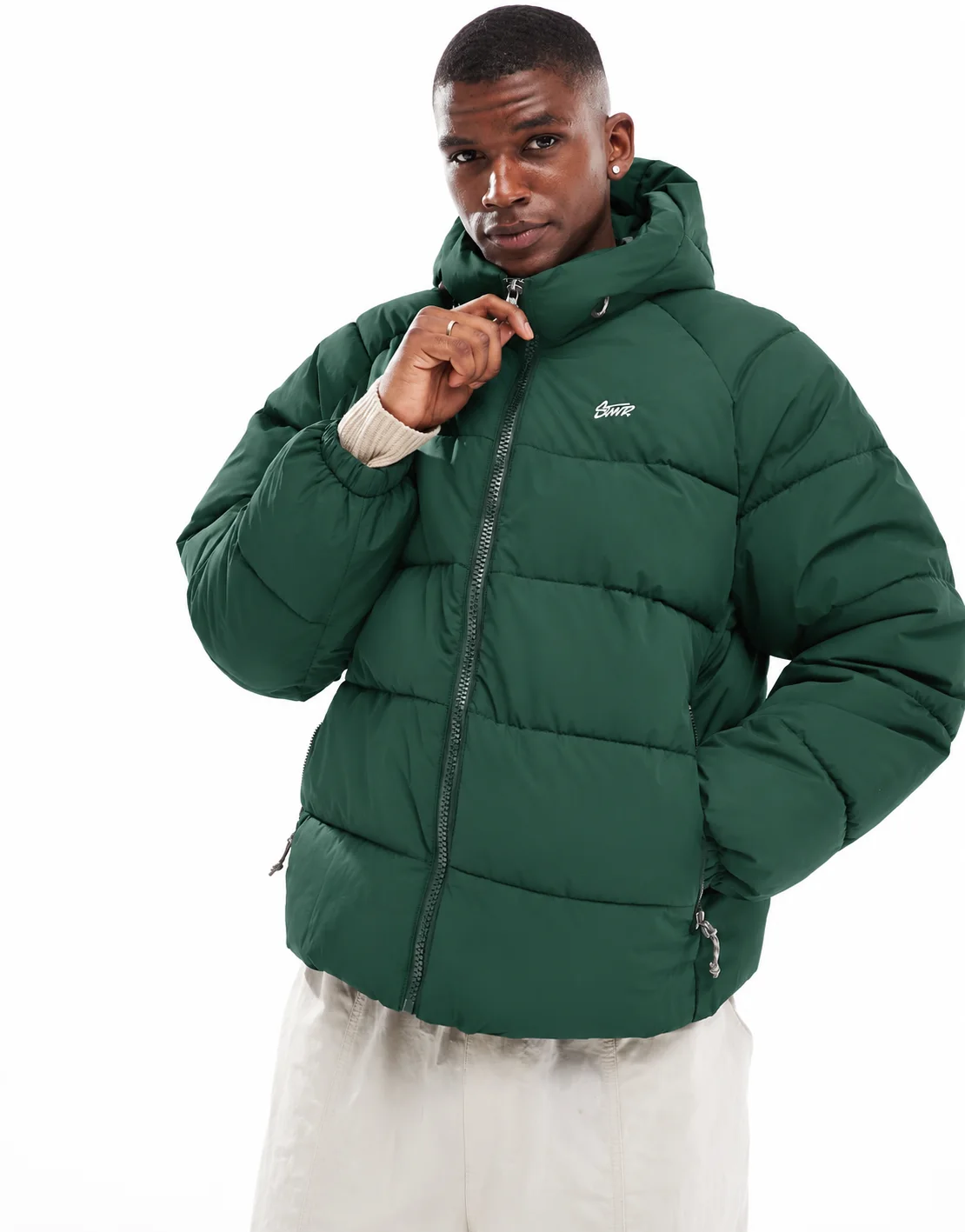 Doudoune Homme Oversize à Capuche – Vert Forêt