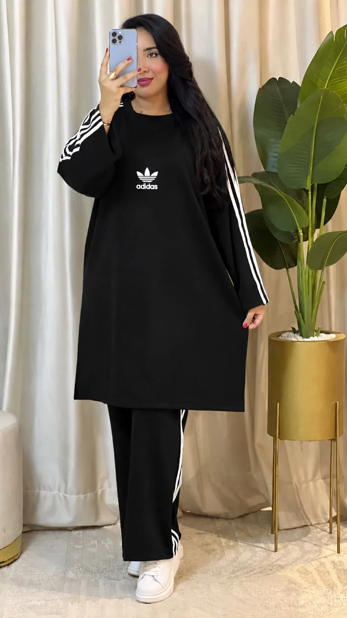 🔥 كيطمة نسائية 2 بياس طويلة ADIDAS – Scuba تركي | Oversize ✨