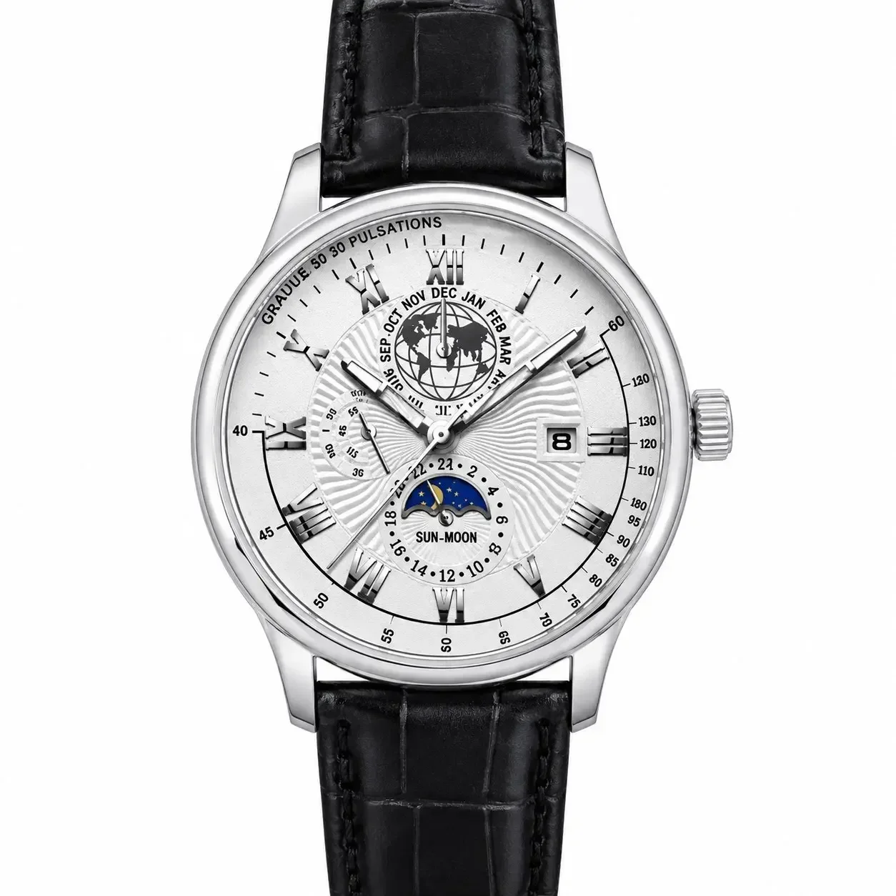 Montre étanche pour homme en cuir