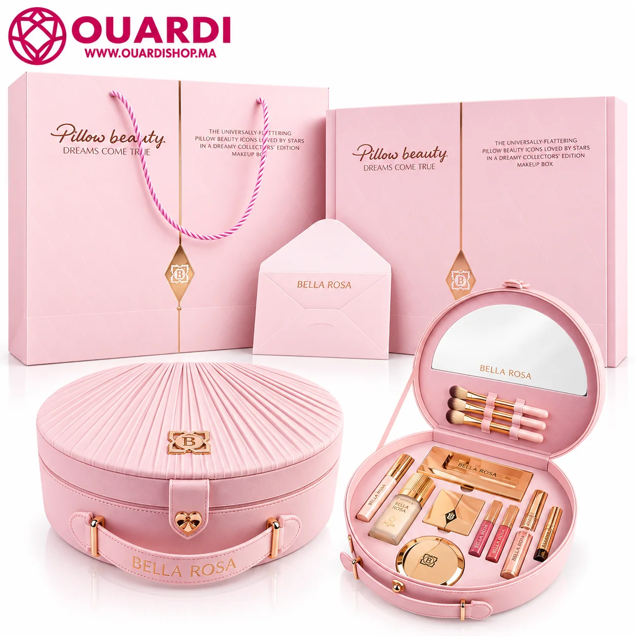 🩷 Coffret Maquillage Bella Rosa Luxury – Makeup Box avec Miroir