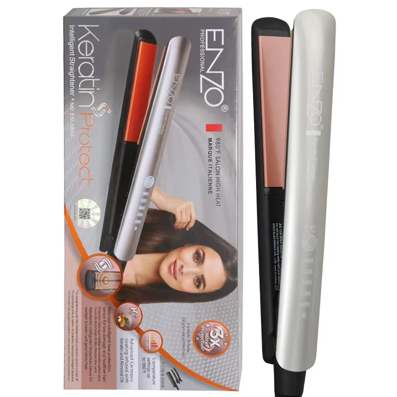 🩷 Lisseur Professionnel ENZO Keratin Protect 980°F – Céramique