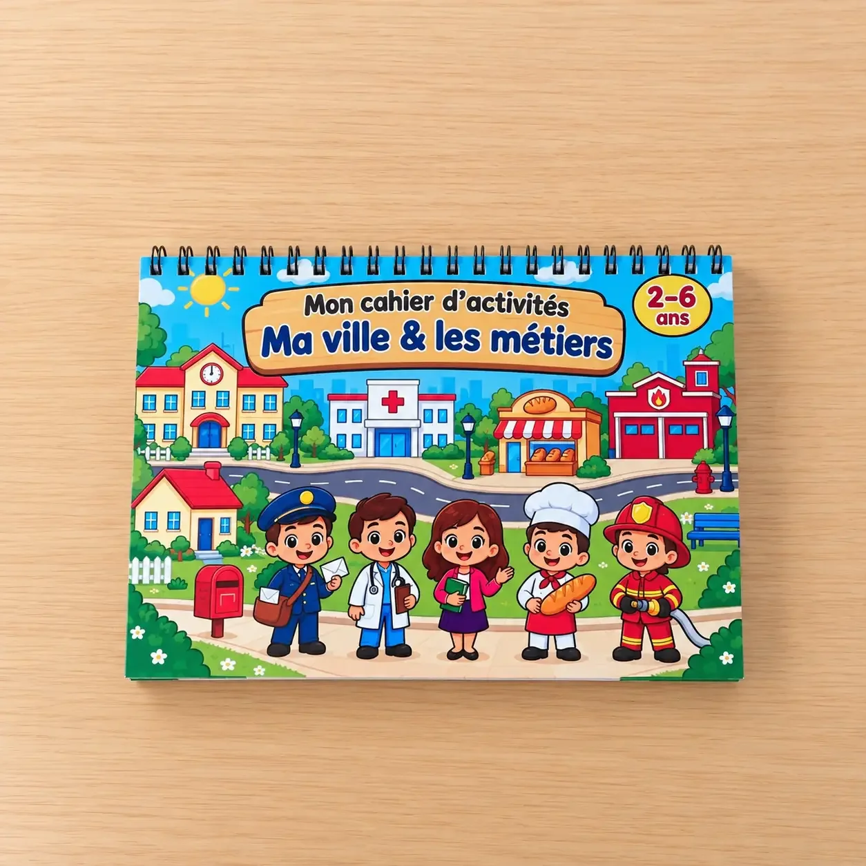 Le Busy Book Ma ville et les métiers de MontiBox, avec ses pièces à velcro