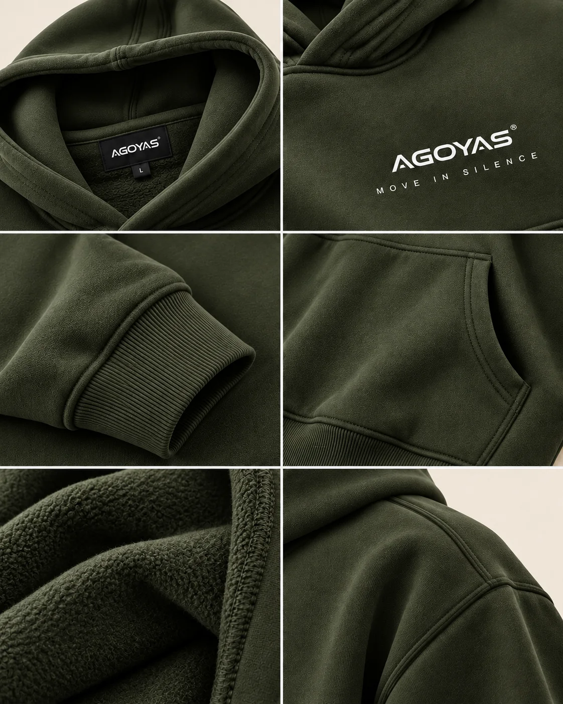 Sweat à capuche AGOYAS Olive foncé — Own Your Presence