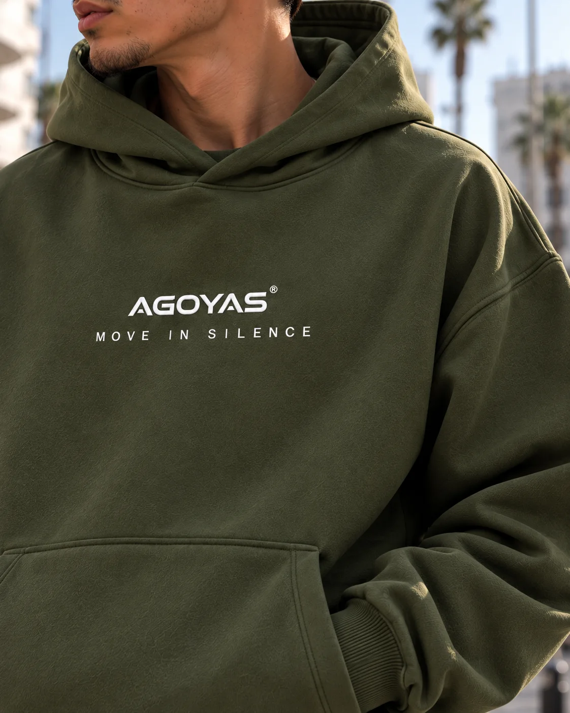 Sweat à capuche AGOYAS Olive foncé — Own Your Presence