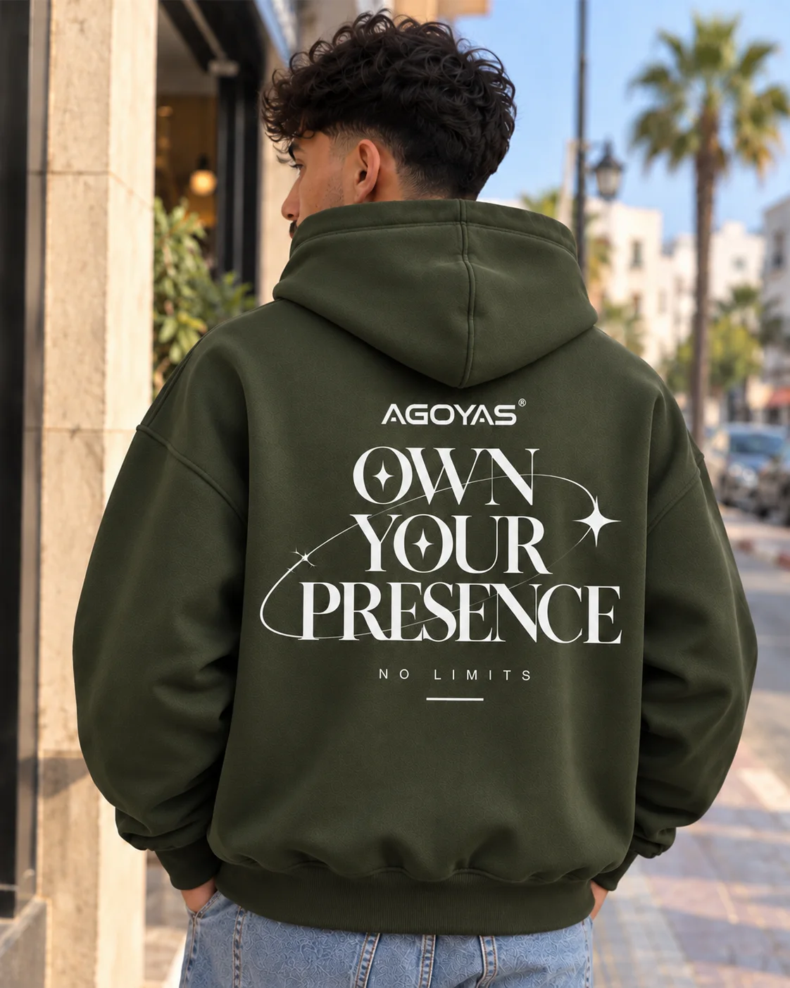 Sweat à capuche AGOYAS Olive foncé — Own Your Presence