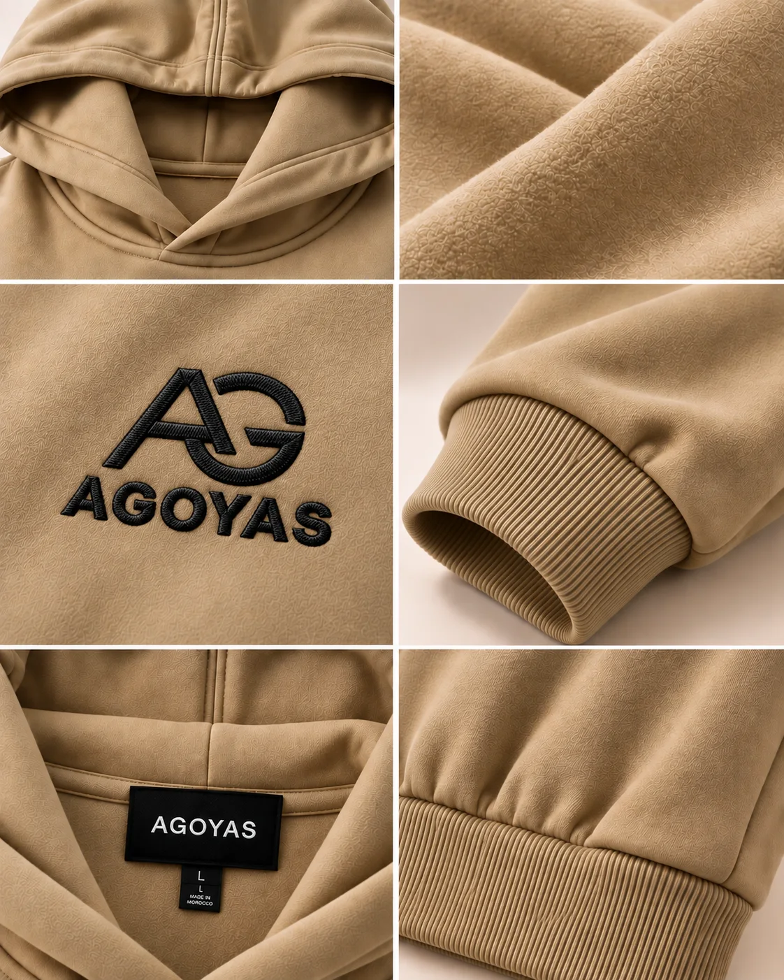 Sweat à capuche AGOYAS Beige/Sable— oversize