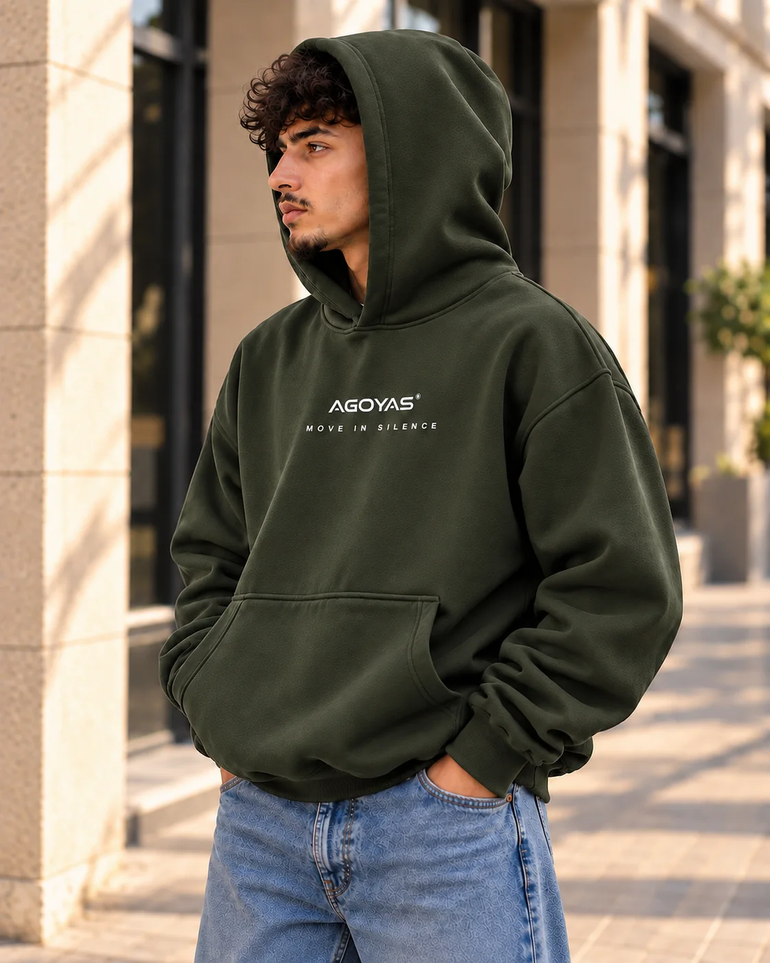 Sweat à capuche AGOYAS Olive foncé — Own Your Presence