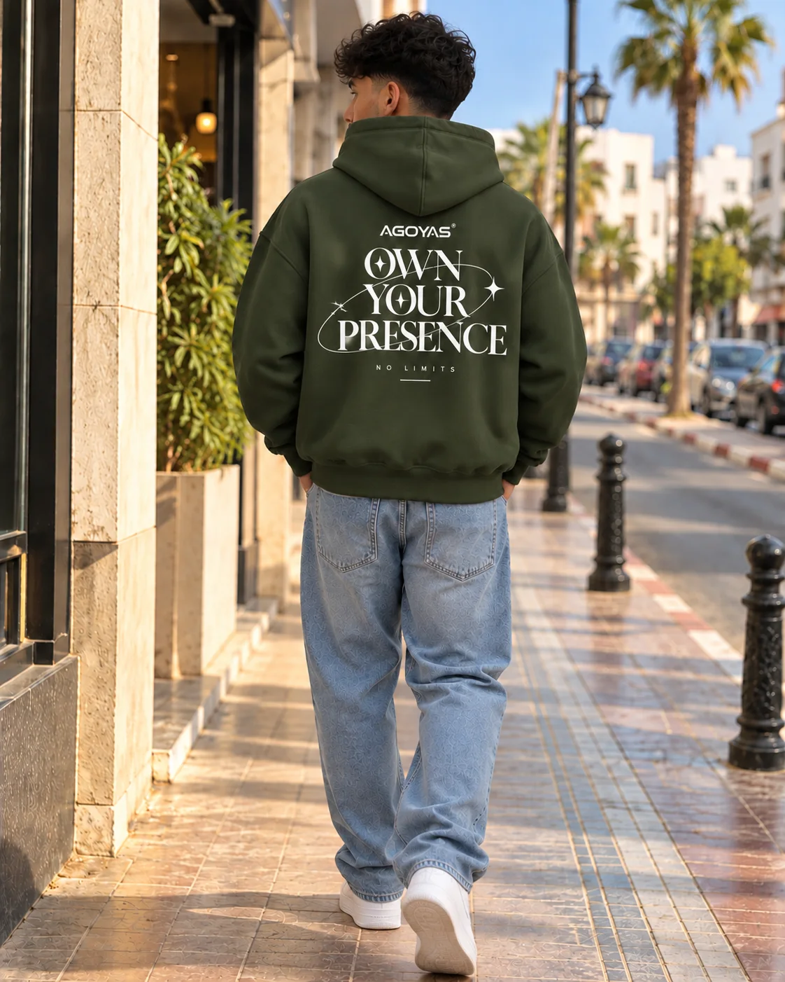 Sweat à capuche AGOYAS Olive foncé — Own Your Presence