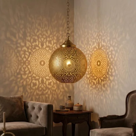 Handmade Moroccan Brass Ceiling Lamp*   Bring the magic of Morocco into your home with this authentic brass pendant light مصباح سقف نحاس مغربي صناعة يدوي