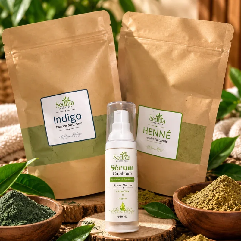 Pack Rituel Coloration Naturelle SEDRAA – Henné, Indigo & Sérum