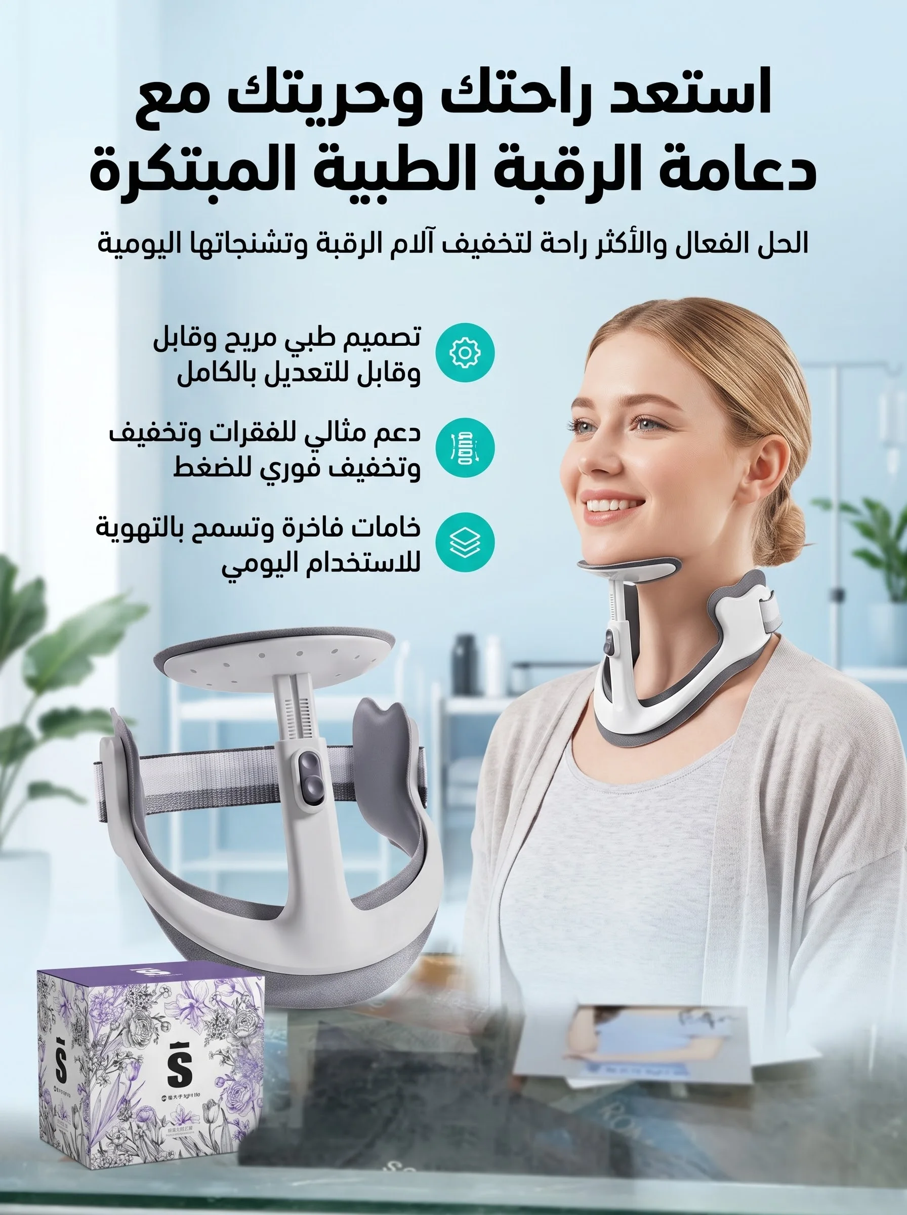 دعامة الرقبة الطبية المبتكرة لشد الفقرات وتصحيح وضعية الرأس والرقبة (قابلة للتعديل)