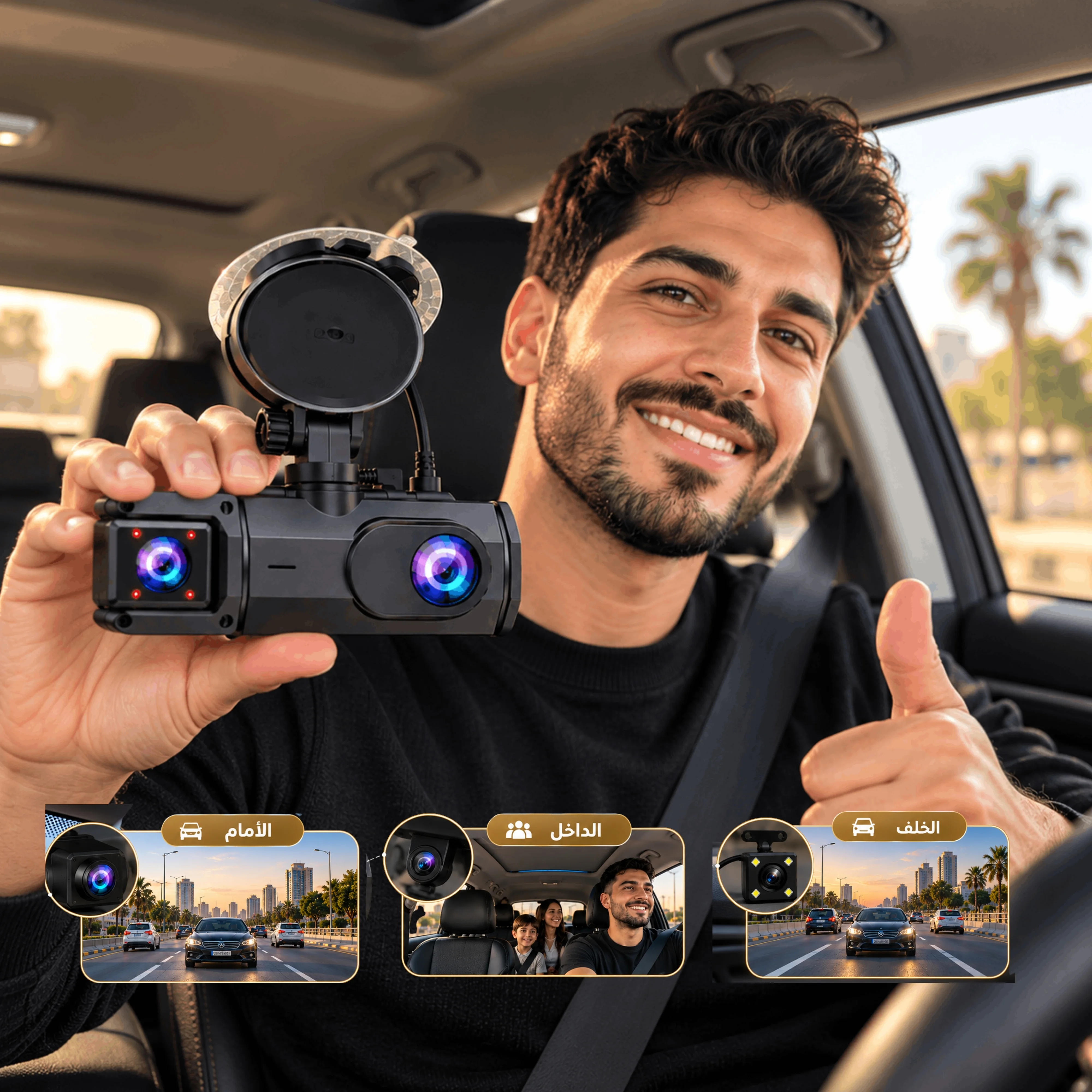BLACK BOX 3-Channel Dash Cam – كاميرا سيارة ذكية 3 في 1
