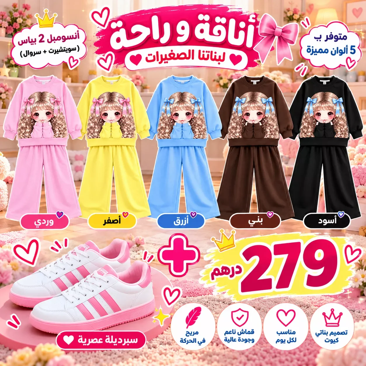 🎀 Ensemble بناتي + سبرديلة كيوت | Look كامل للبنات