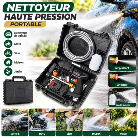 Kit de nettoyage haute pression portable pour voiture avec accessoires 🚗