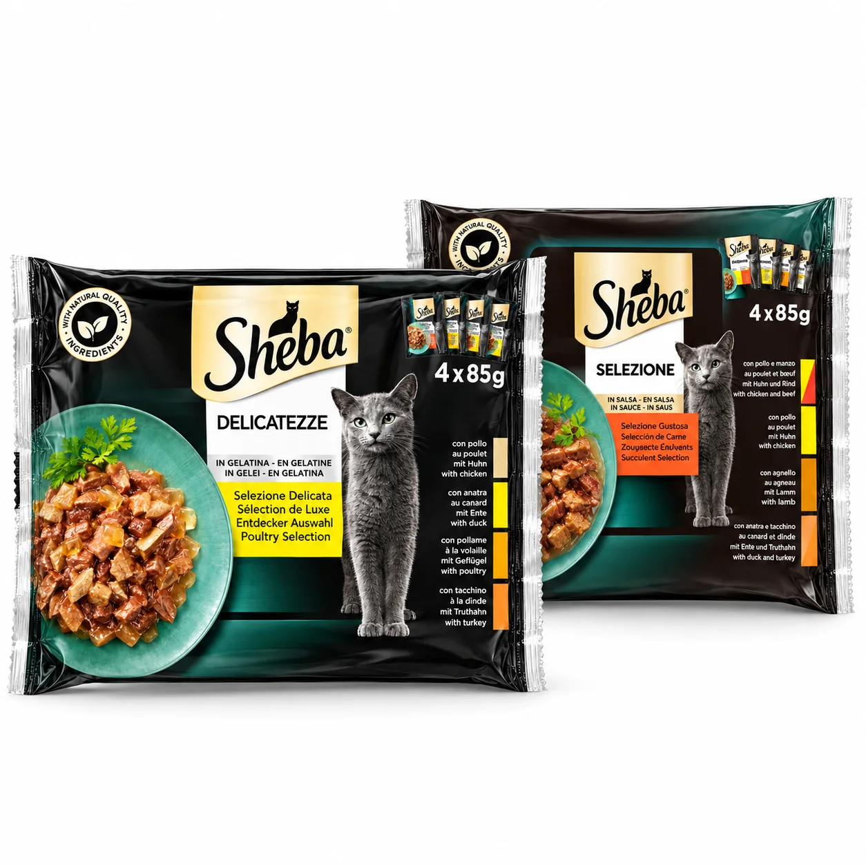 Sheba Délicatesse & Sélection – Multipack de Sachets pour Chat en Gelée et en Sauce, 4 × 85 g
