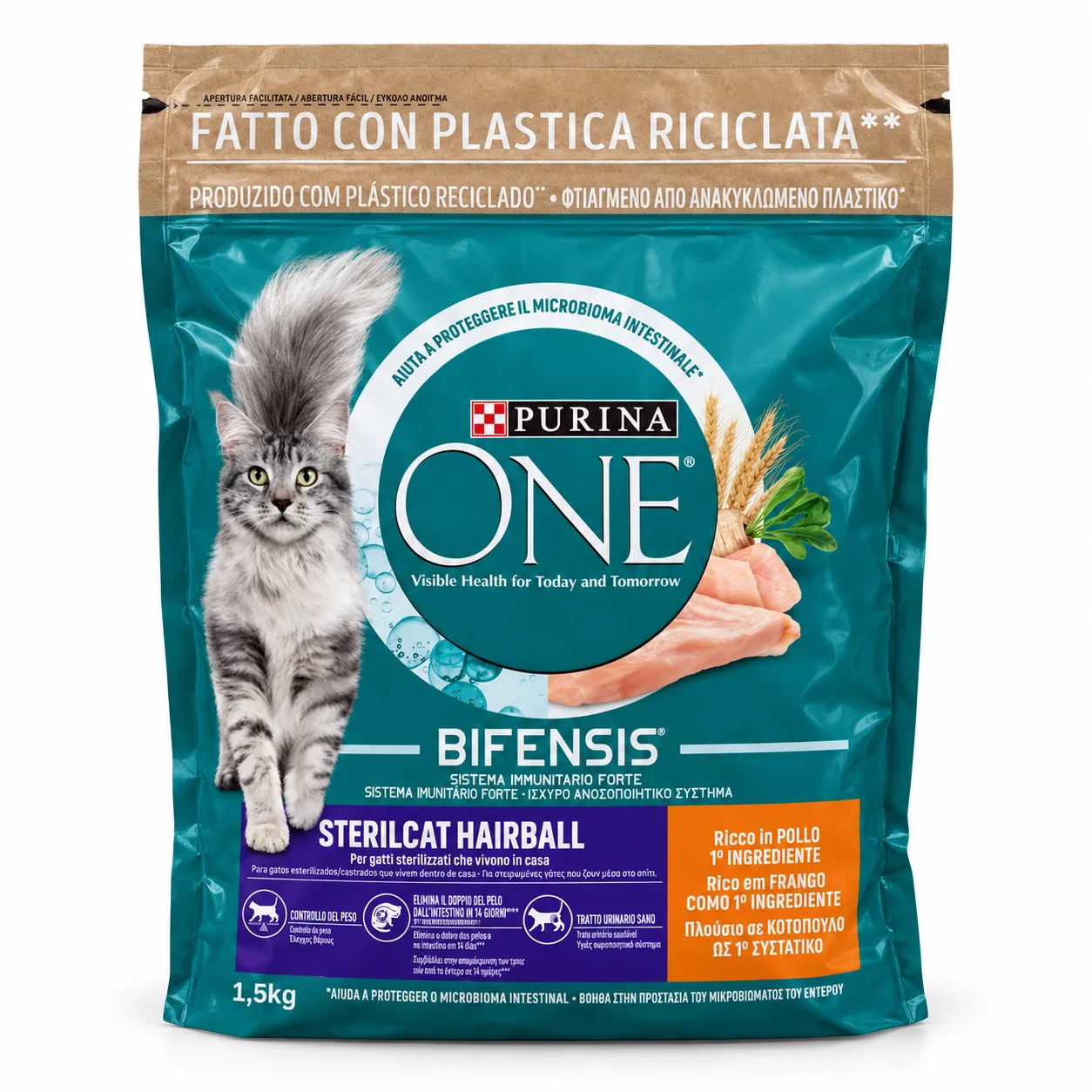 Purina ONE Sterilcat Hairball 1,5 kg – Croquettes au Poulet pour Chats Stérilisés, Contrôle des Boules de Poils