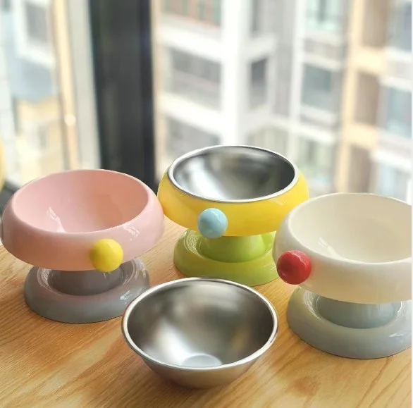 Gamelle Surélevée pour Chat avec Bol en Inox Amovible – Design Élégant