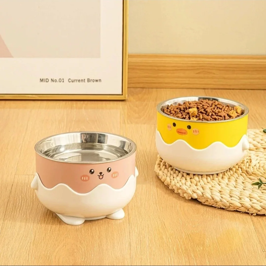 Gamelle en Inox pour Chat avec Support Décoratif – Design Animal Mignon