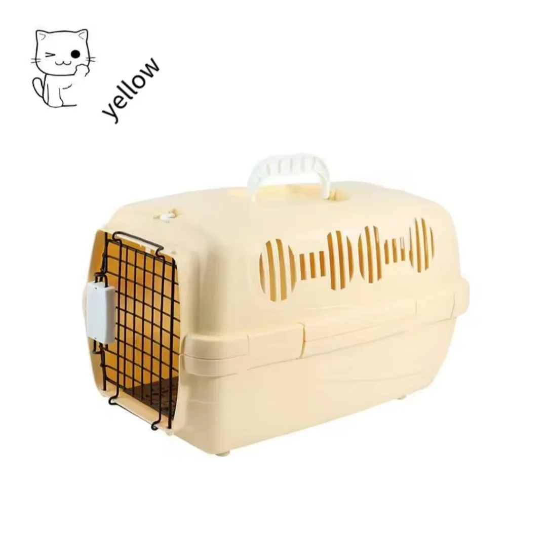 Caisse de Transport pour Chat et Petit Chien avec Grille Intérieure, Porte Métallique et Poignée