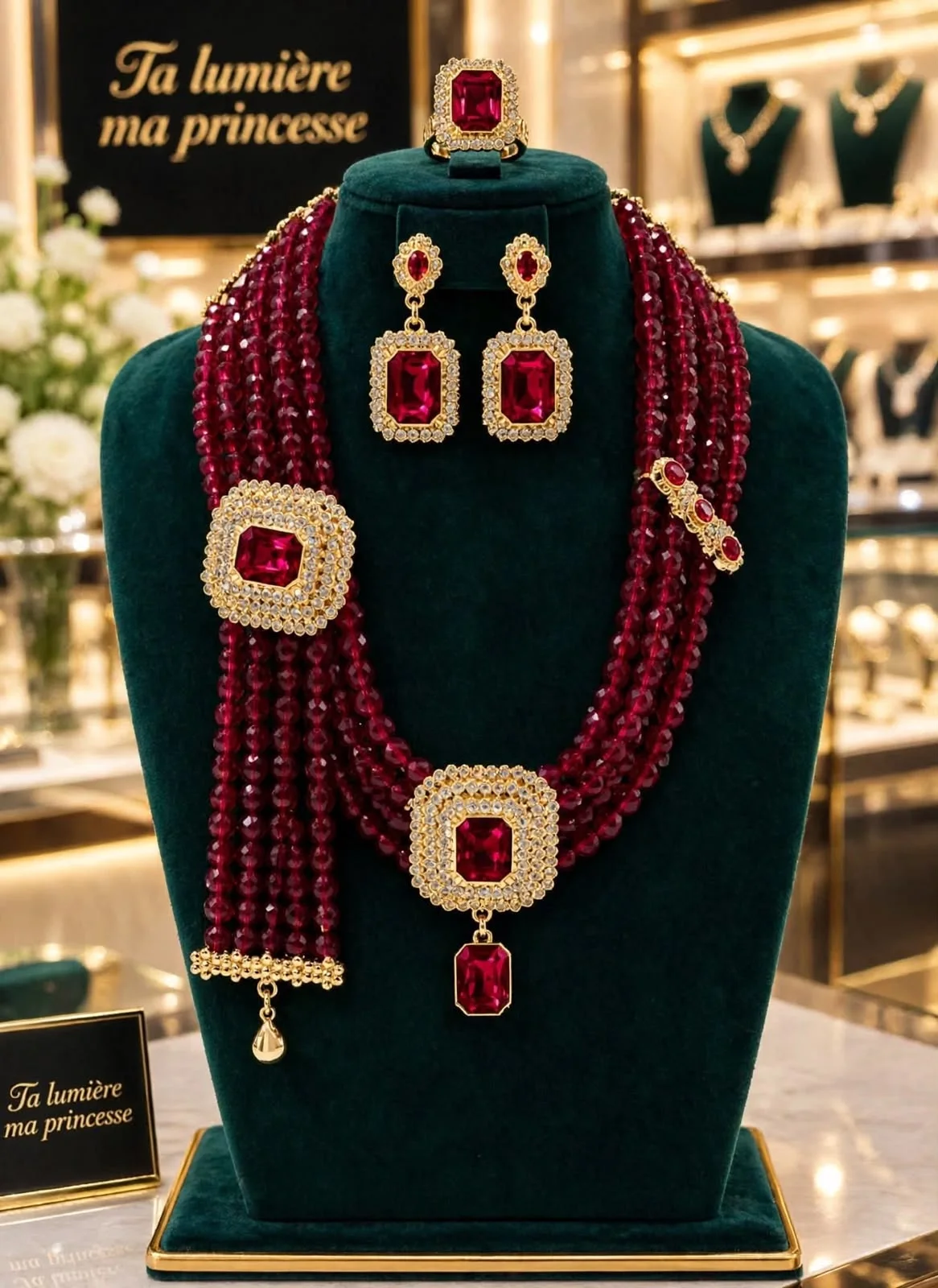 Parure Cristal Emeraude Royale _ Ta Lumiere ma princesse