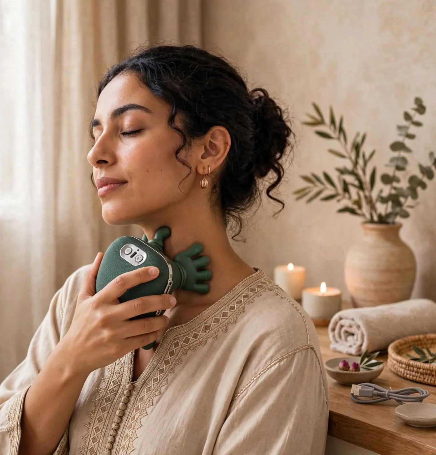 RelaxPro 4D - المدلك الحراري الذكي 8 رؤوس لآلام الرقبة والظهر