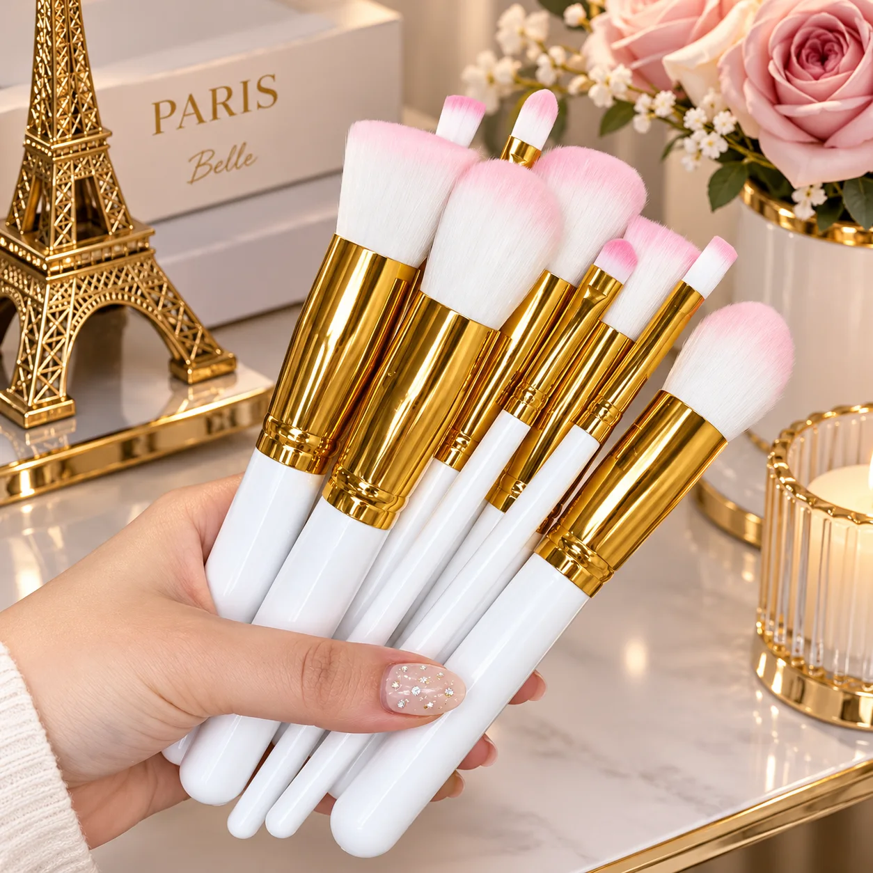 Ensemble élégant de 10 pinceaux pour le visage et les yeux
