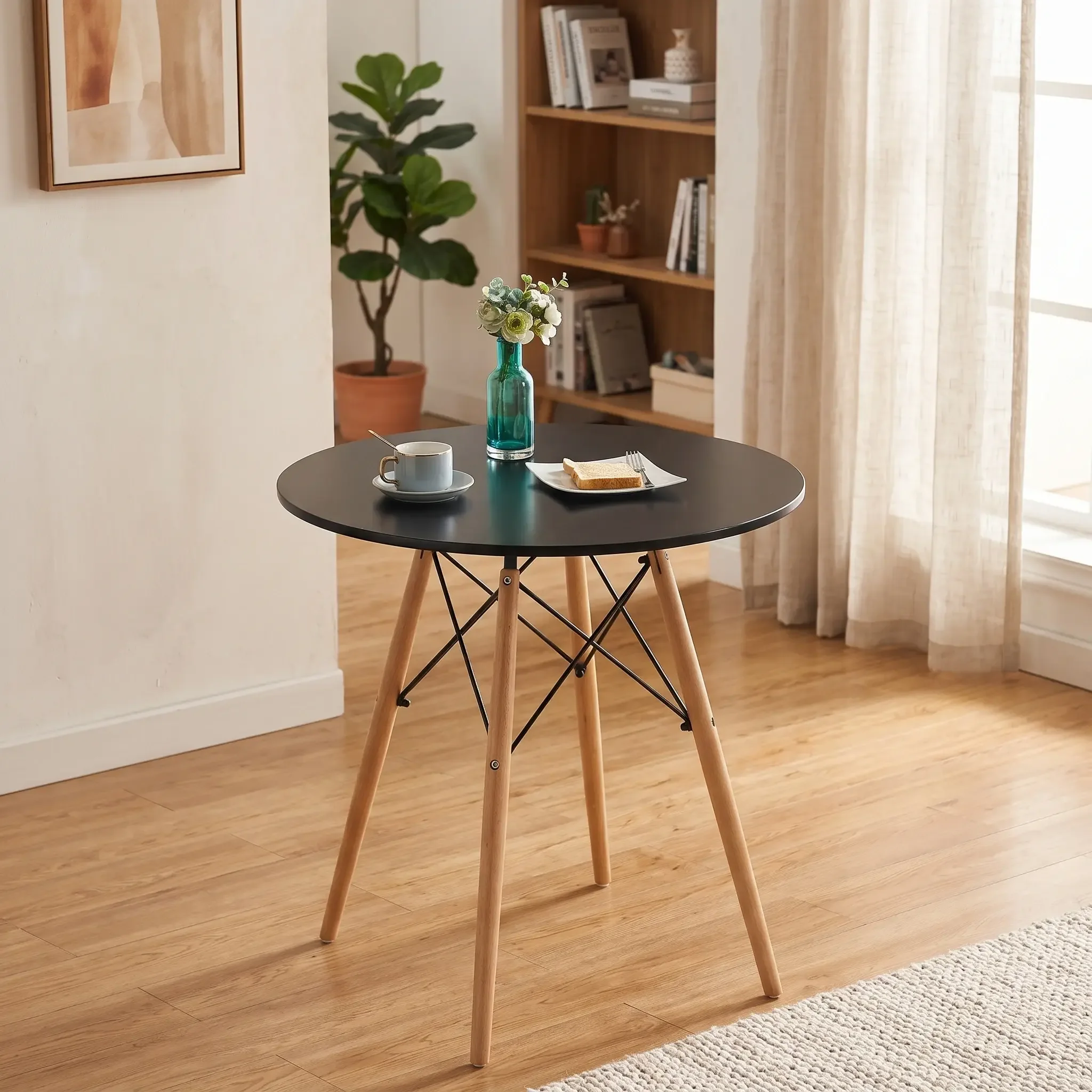 Table en bois avec 4 Chaises Scandinaves