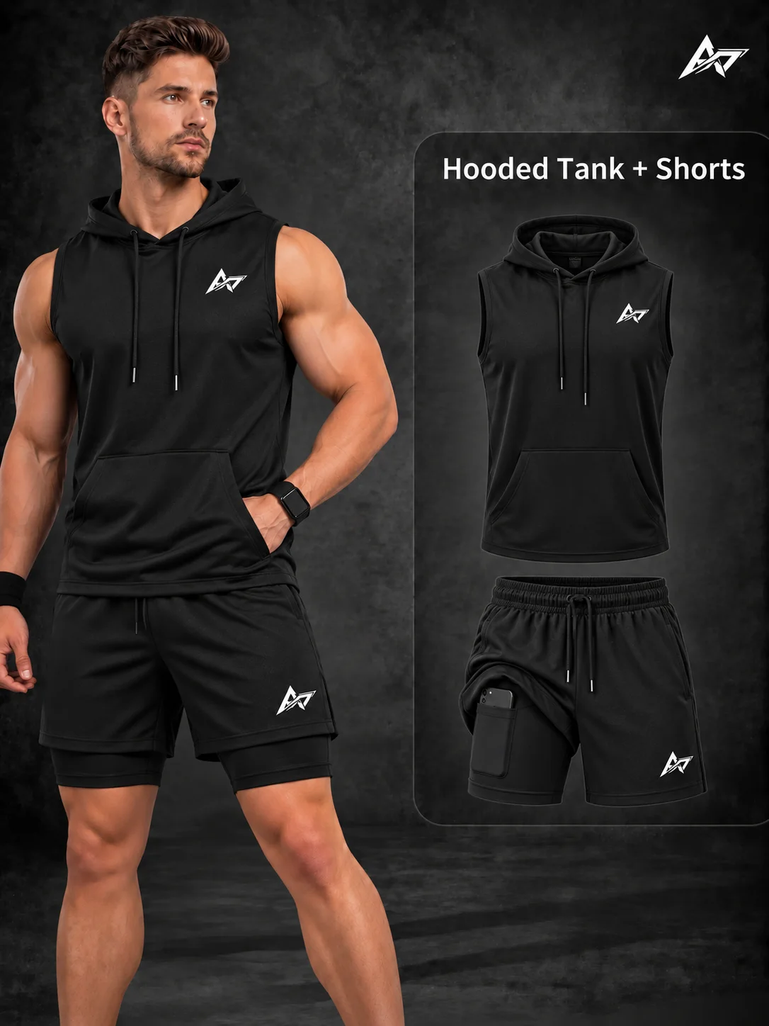 DEBARDEUR A CAPUCHE + SHORTS 2 IN 1