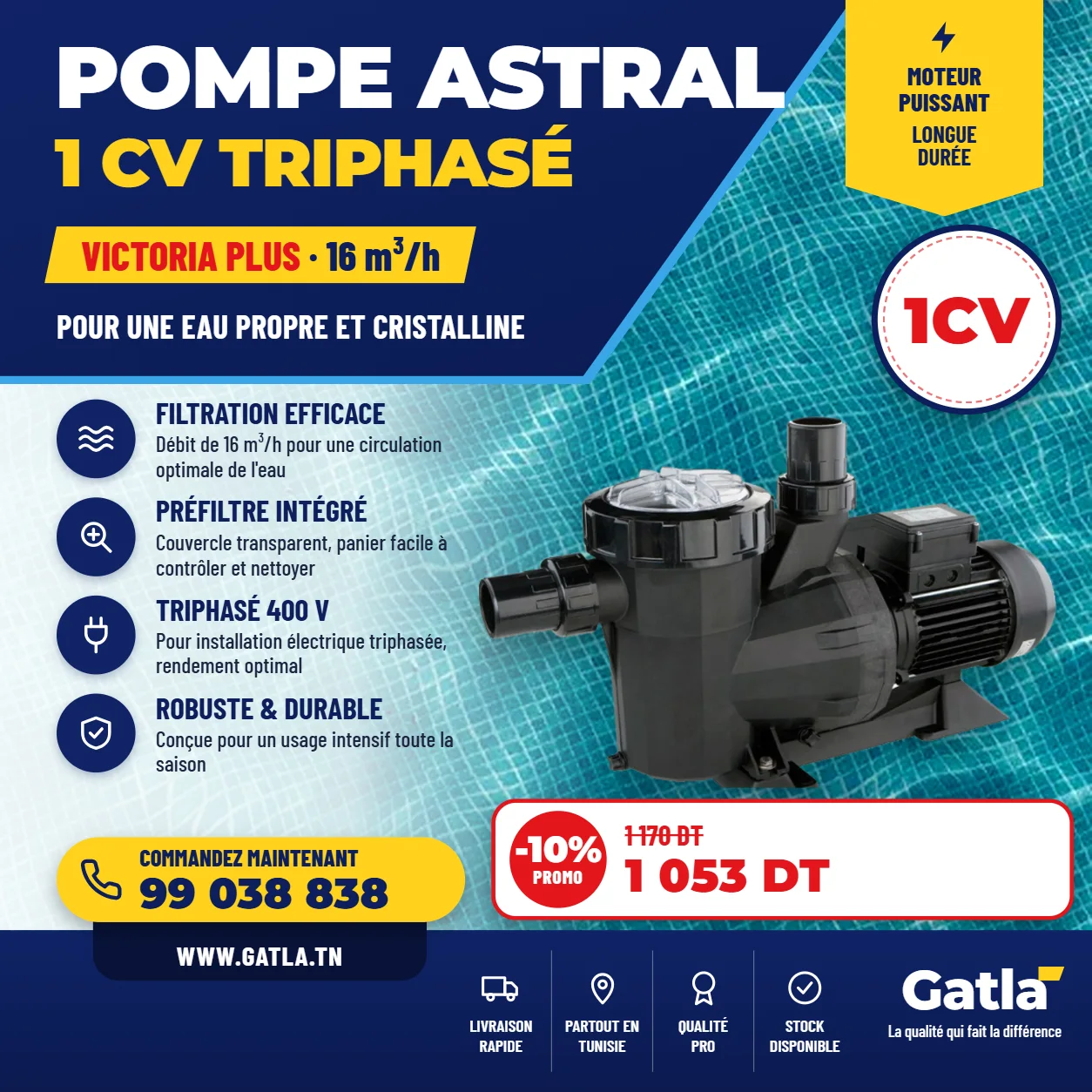 pompe astral victoria + 1 chv Triphasé
