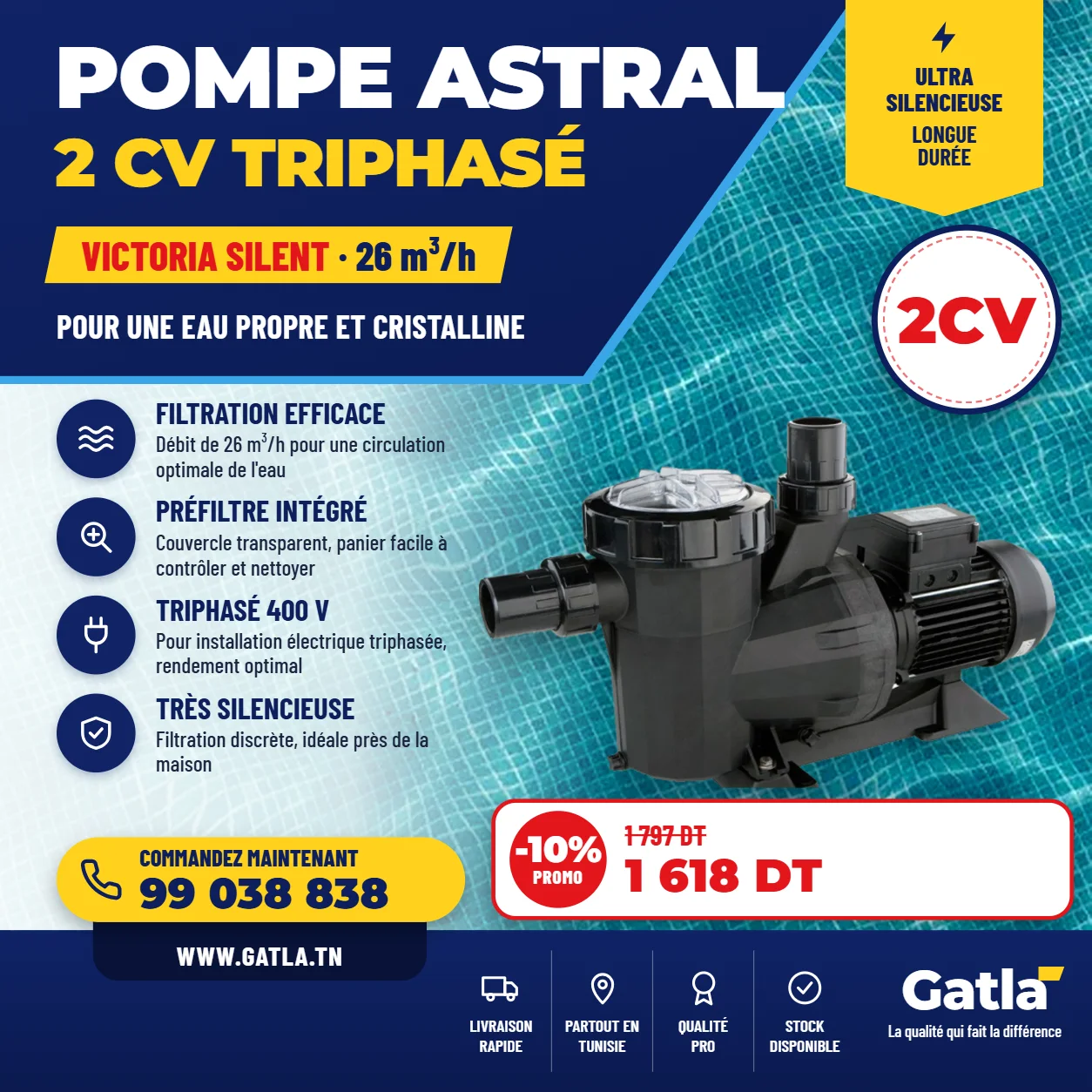 pompe astral victoria silent 2 chv triphasé
